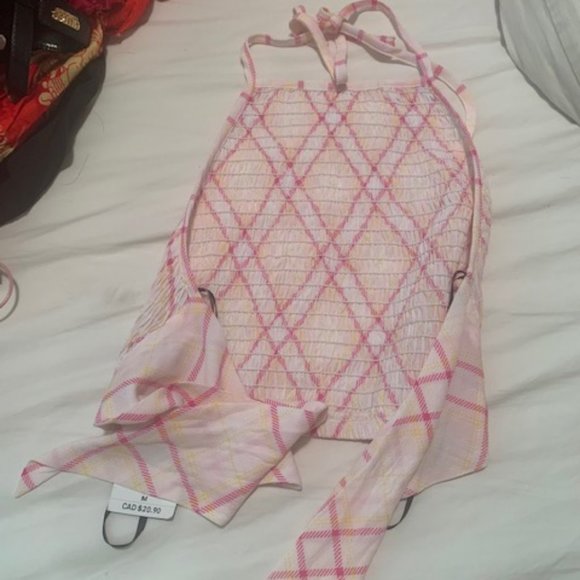 Forever 21 Pink/White Smocked Halter Top - NEW - Picture 3 of 3